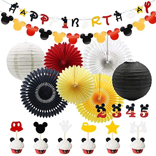 BOYS 2nd BIRTHDAY MICKEY MOUSE STYLE PARTY BANNER BLACK AND RED